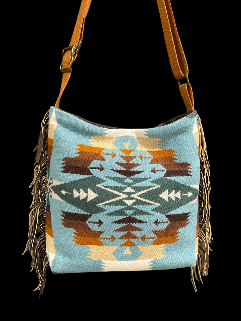 Compass Crossbody-Italian Leather, Pendleton Wool