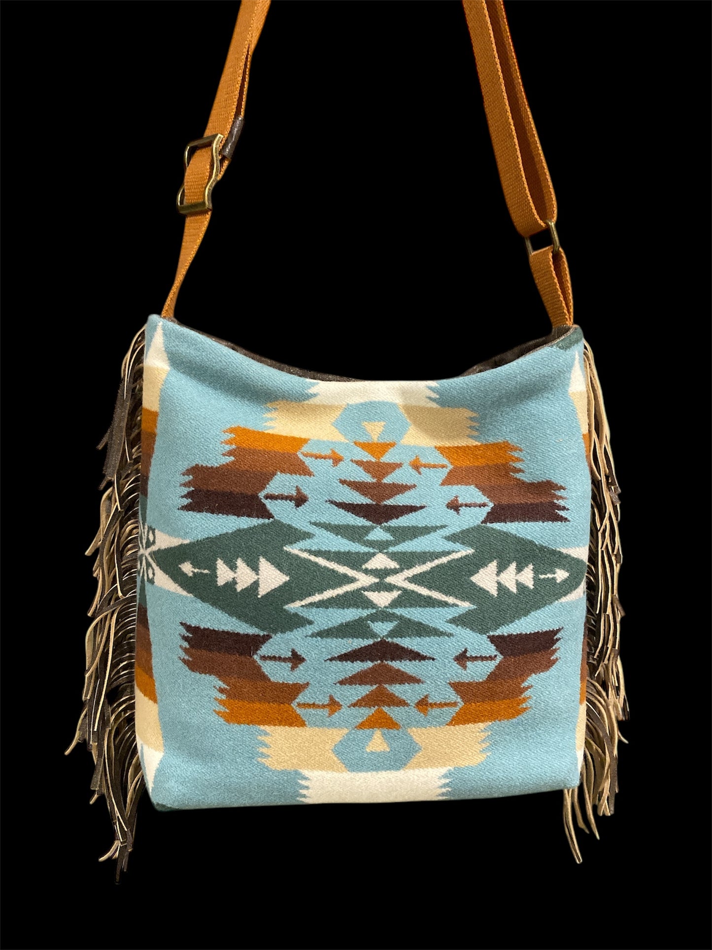 Compass Crossbody-Italian Leather, Pendleton Wool